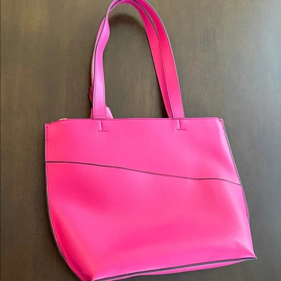 Karl Lagerfeld Hot Pink Leather Tote Bag - Picture 5 of 7